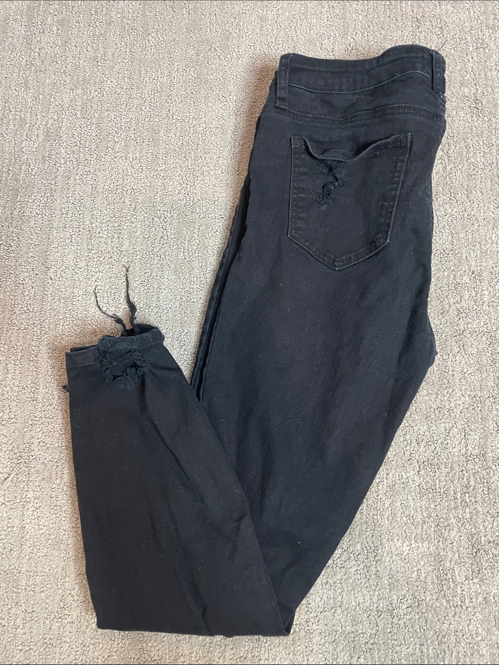 Cello Black Women's Skinny Jeans with Distressed Hem